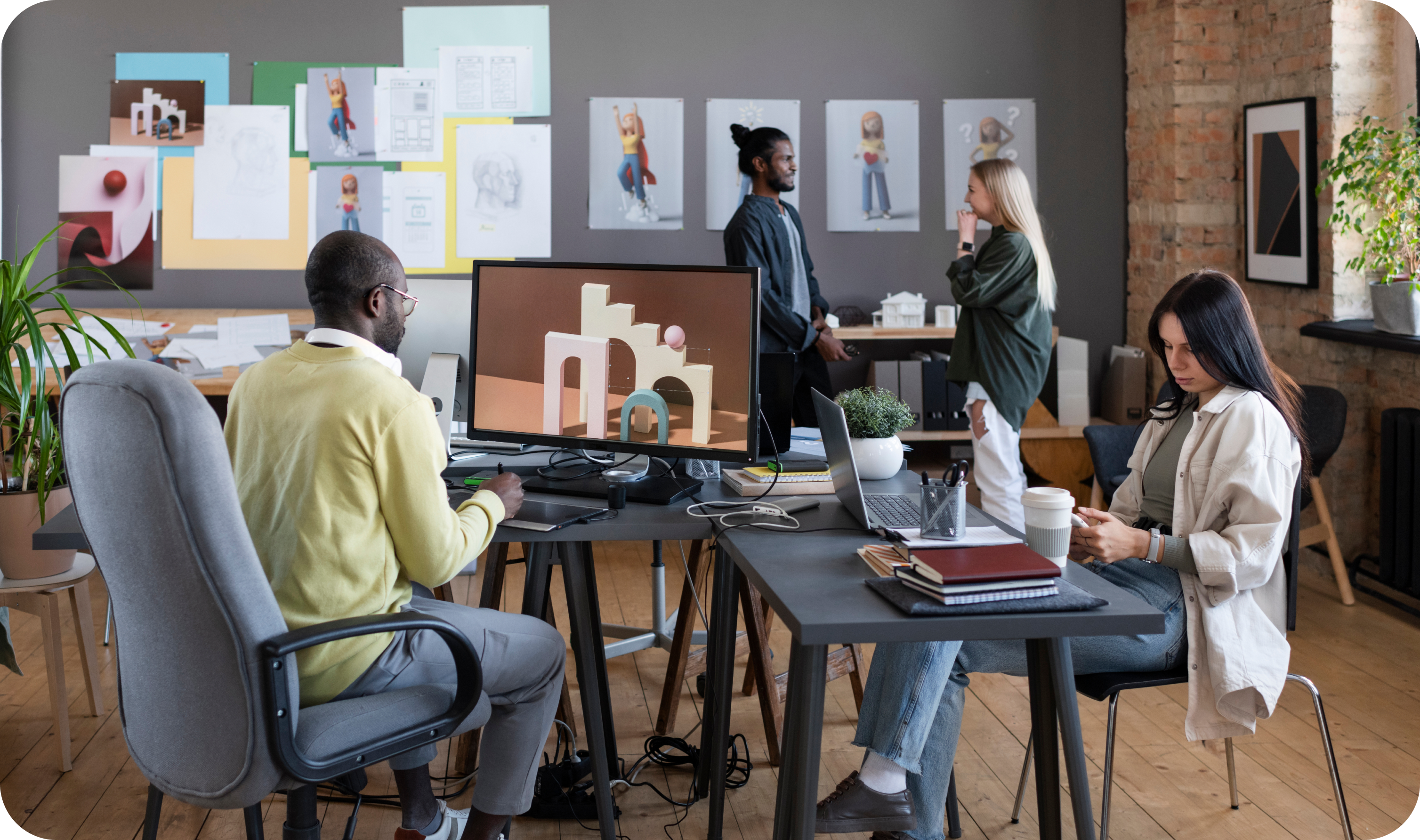 Creative team collaboration at Apex Ink Works